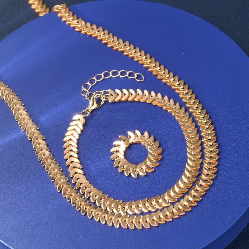 Hip-Hop Style Women'S Jewelry Set - a Combination of Necklace, Bracelet, And Ring