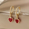 Chic Y2K-Inspired Heart Pendant Earrings with Colorful Cubic Zirconia