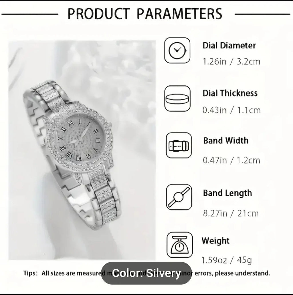 6pcs New Luxury Fashion Women'S Set + Elegant Rhinestone Jewelry Set.